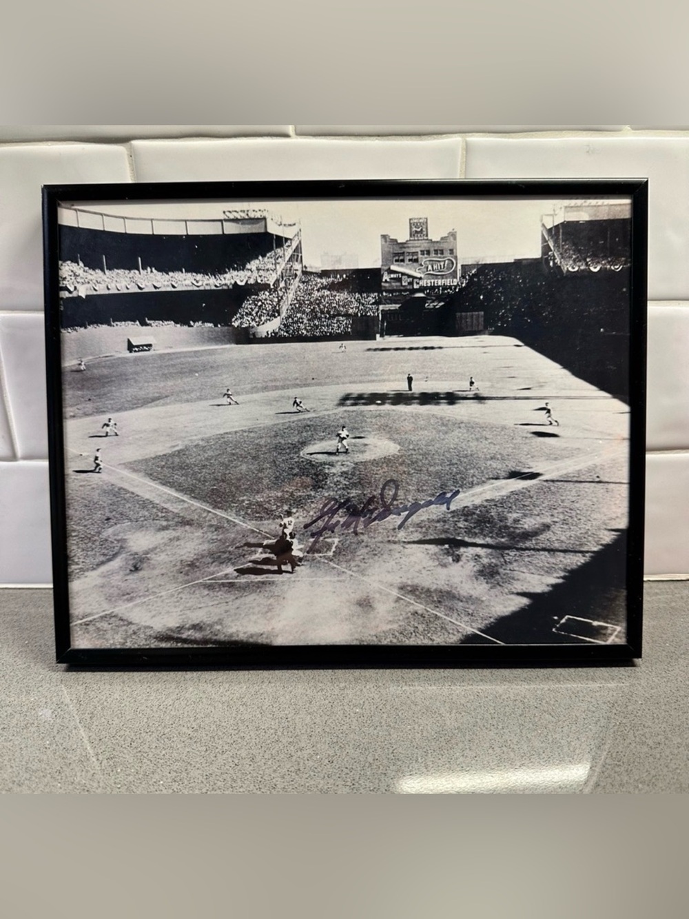 Framed 1951 World Series Glam Slam NY Yankees Gil MacDougald Signed Photograph